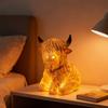 High Land Cow Nightlight Resin Miniature Figurine Desk Ornament Battery Powered for Farmhouse Tiered Tray Decors Gift