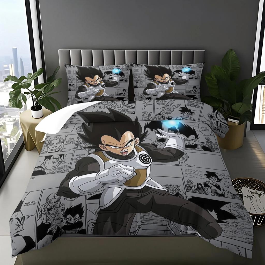 Literie Anime D-Dragon-Ball Housse de Couette et Taie d'Oreiller Décoration Parfaite pour Chambre d'Adolescent, 1-2 Pièces Taies d'Oreiller/Ensembles