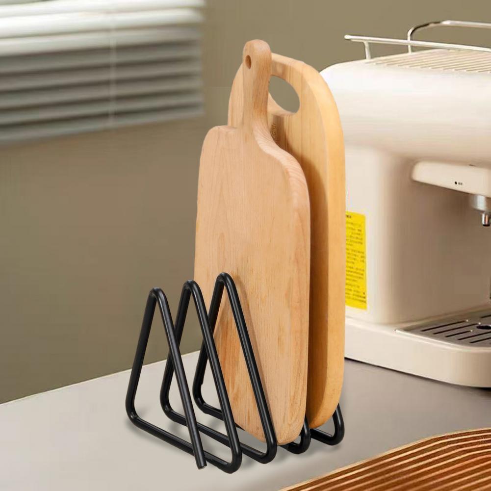 Cutting Board Organizer Black Metal Cutting Board Rack Vertical Kitchen Storage Organizer Iron Pot Lid Holder for Countertop
