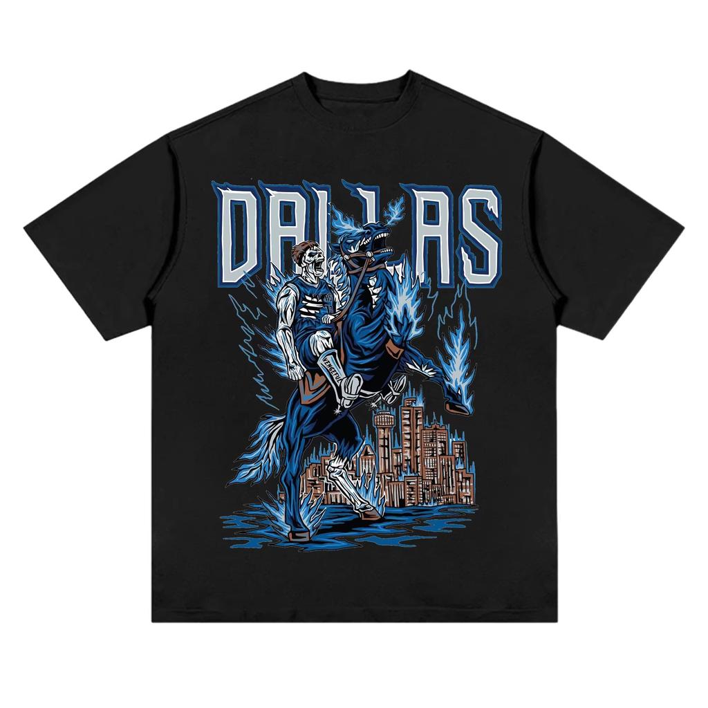 2025 Fashion American Skeleton Dallas No. 11 Kyrie Irving Basketball Cotton T-shirt Cartoon Print Kids_Men's Short-sleeved Top