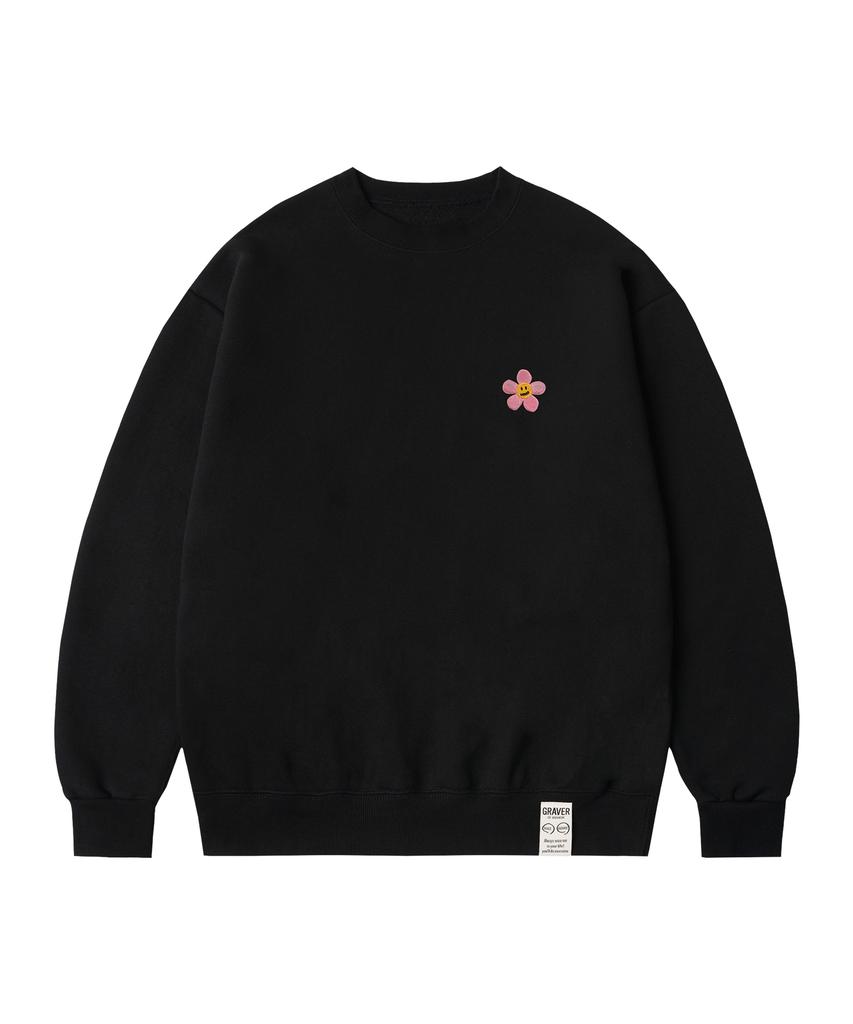 GRAVER [Unisex] Flower Dot Embroidered Sweatshirt_2 Colors