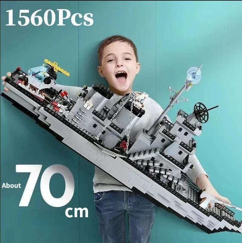 Τεράστιο μέγεθος 1560PCS Πολεμικό πλοίο του Ναυτικού Μοντέλο πλοίου Στρατού Πολεμικό πλοίο 6 σε 1 συνδυασμός πολλαπλών σχημάτων δομικά στοιχεία για να κατασκευαστεί ένα σετ παιχνιδιών για αγόρια