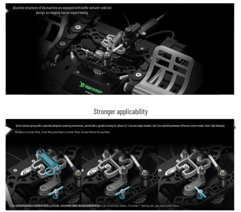 Sheng Orion All-Metal Flight Joystick & Rudder Pedals, 7-Wing Tail Damped Standard Version