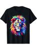 Unisex T-shirt Colorful Lion Spirit Animal Multicolor Art Leo Lion T-Shirt.