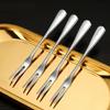 6pcs Set Stainless Steel Fruit Fork  Dessert Fork, Cake Two Tooth Fork, Creative Swan Base Tableware Storage Rack