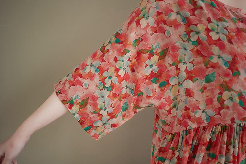 DIMANAF Neues Sommer-Strand-Sonnenkleid 2026 Damen Übergröße Vintage Dame Langes Kleid Locker Übergröße Maxi Blumenprint Baumwolle