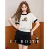 ET BOITE Cartoon Bee Embroidered Round Neck T-shirt