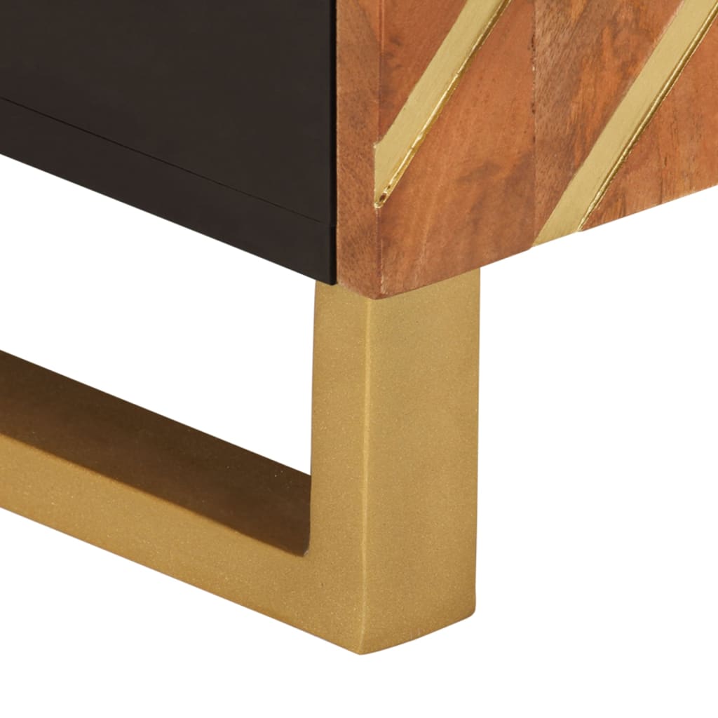 TV Cabinet Brown and Black 80 X 31.5 X 46 Cm Solid Mango Wood