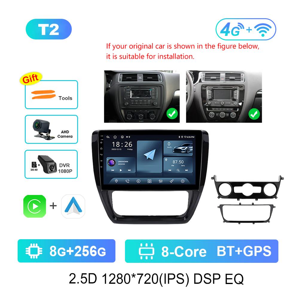 Android System for VW Volkswagen Jetta 6 2011 - 2018 Navi GPS WiFi Car Video Multimedia Player DSP Stereo 4G HD Screen Bluetooth