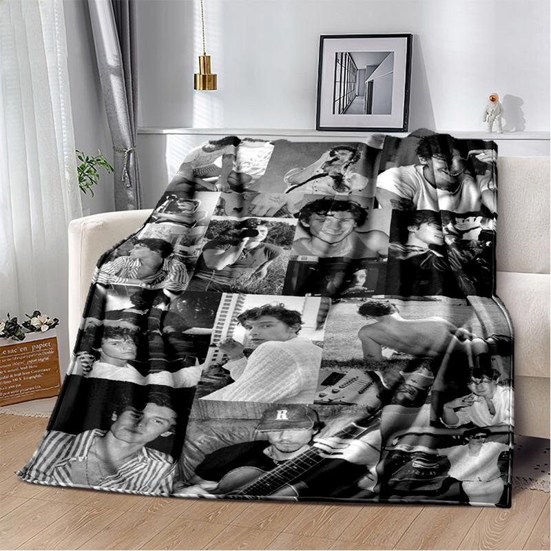 3D Shawn Mendes Handwritten Singer Soft Plush Blanket,Flannel Blanket Throw Blanket for Living Room Bedroom Bed Sofa Kid Gift