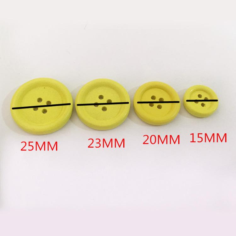 20mm Bulk Stock Plain Simple Style 4 Hole Colored Round Wood Buttons for Clothes Bag