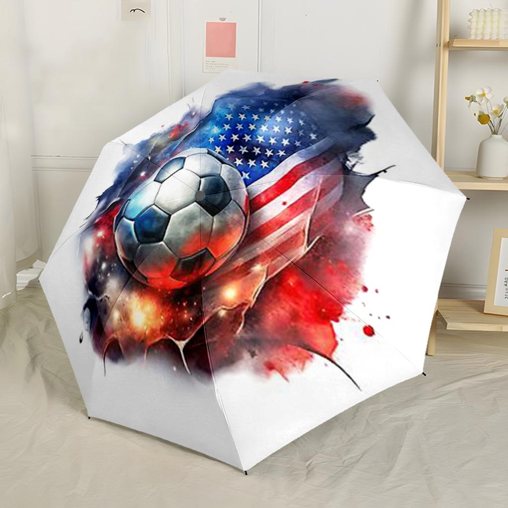 Usa Soccer Spirit Compact Travel Automatic Umbrella Sturdy 8-Rib Shaft Lightweight Durable Everyday Carry Umbrella Elegant Umbrella Gift for Festivals