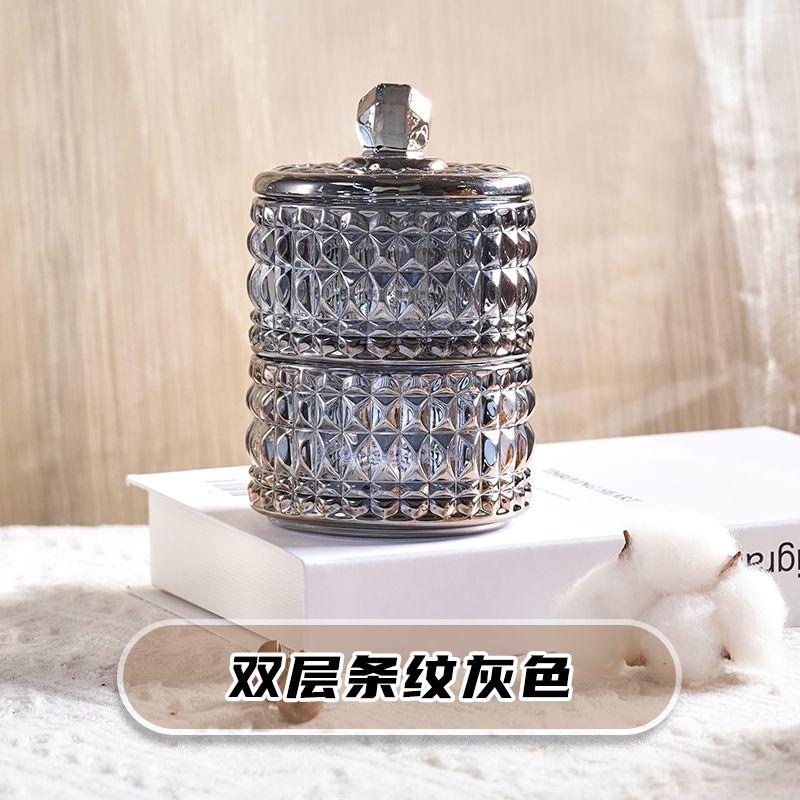 European Creative Luxury Crystal Glass Candy Jar with Lid Dried Fruit Jar Jewelry Storage Box Home Decoration Storage Jar