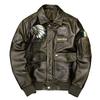 New Biker Jacket Men Genuine Leather Short Coat Horsehide Flight Bomber with Indian Embroidery