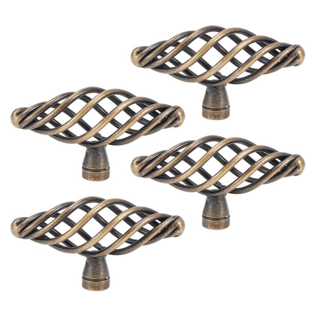 4Pcs Door Handle Antique Zinc Alloy Pull Knobs Closet Wardrobe Drawer Cabinet Hardware Accessory