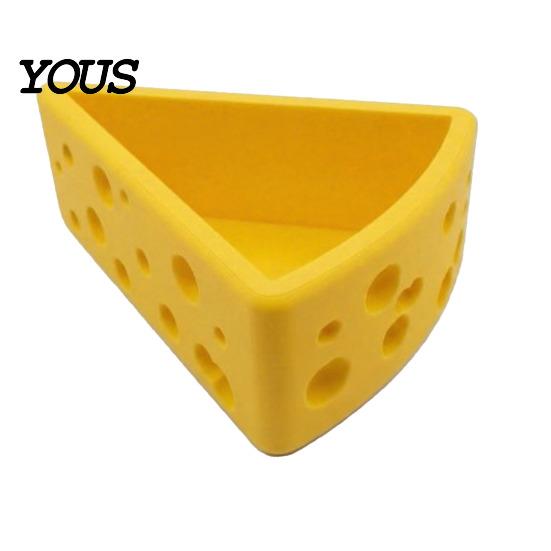 Key Holder Cheese Shape Ornament, 3D Printing Smooth Surface Storage Box, Hole Desk Organizer Design Bright Yellow Cosmetic for Keys