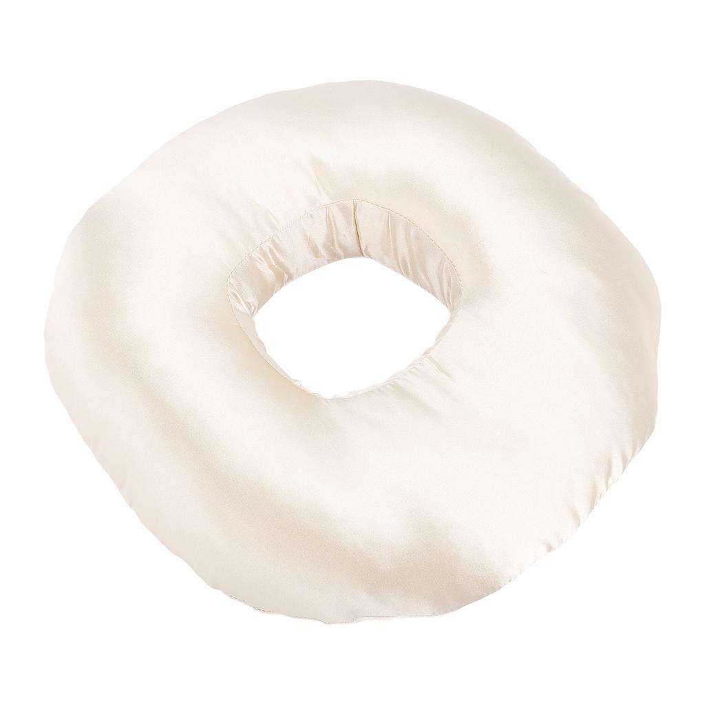 Silky Satin Ear Pillow Donut Pillow Ear Guard Pillow with Ear Hole for Side Sleepers with Earplug and Headphone