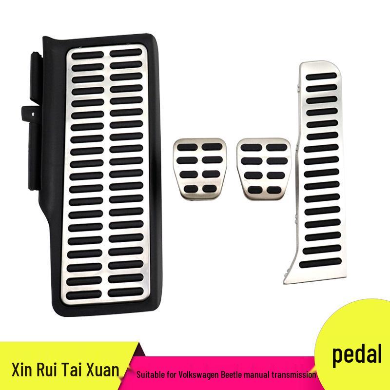 

Volkswagen Beetle Non-Slip Pedal Set: Throttle, Brake, and Rest Area Mod Accessories Aluminum Alloy + Hard Rubber