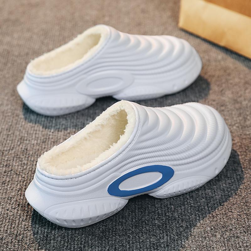 Zapatillas Cálidas de Invierno para Hombre Zapatillas de Algodón Tacones Envolventes Exterior Interior Zapatos Cálidos para Hombre Hogar Dormitorio Zapatillas Cálidas de Felpa 38-45