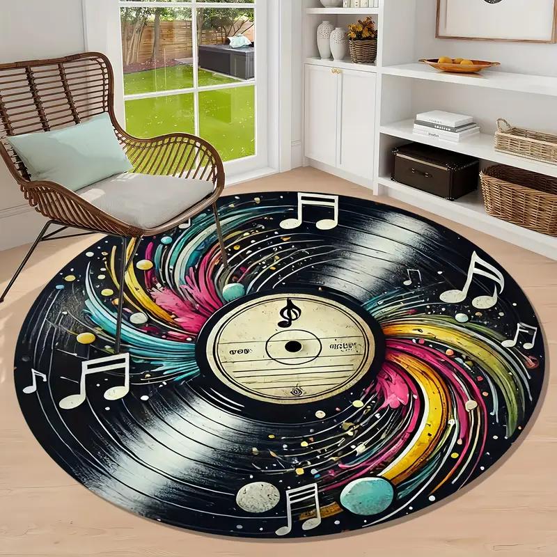 Retro Vinyl Record Carpet Music Practice Room Non Slip Floor Rug for Living Room, Bedroom, Office Decor Fashionable Home Decor