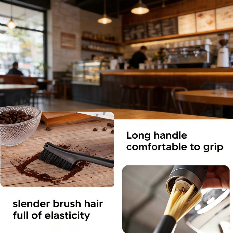 Coffee Machine Cleaning Brush, Dual Purpose Dusting Espresso Grinder Brush, Black, Polypropylene, PET Bristles