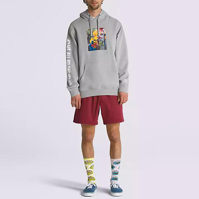 Vans X Sesame Street Collaboration SS23 Photo Print Hoodie Unisex Hoodies Gray VN0008HM02F