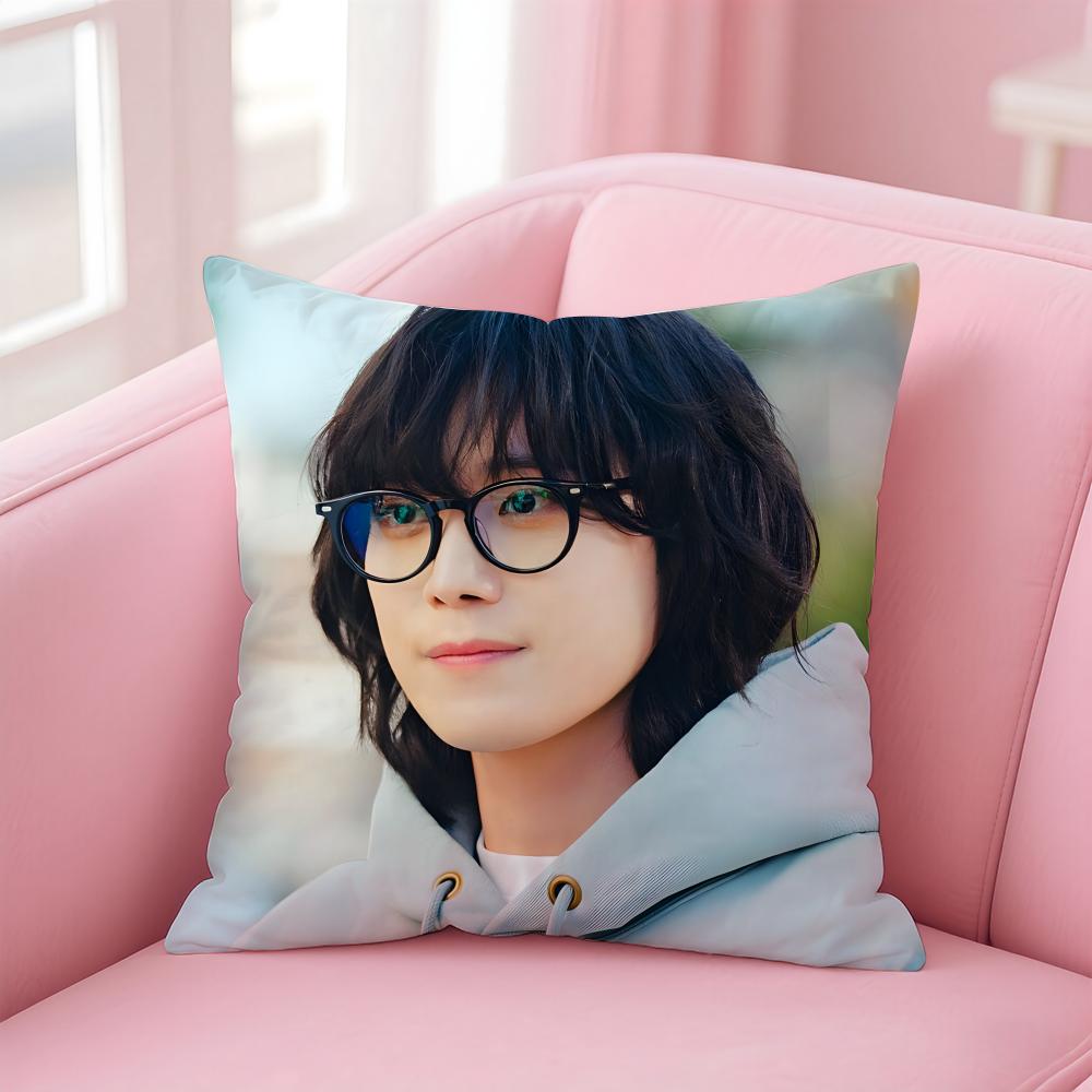 Hot Handsome Korean Actor KKim Youngdae Cushion Cover Pillowcase Short Plush Invisible Zipper Room Sofa Cushion Cover