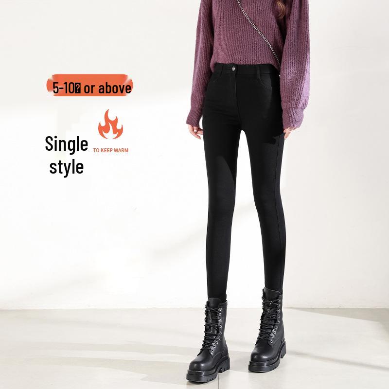 Women s High-Waist Thick Lambswool Leggings - Fleece-Lined Velvet, Slim Fit, Suitable for Autumn/Winter. L