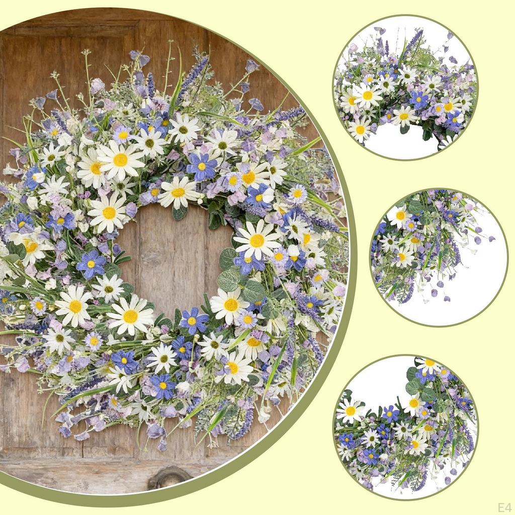 Artificial Door Wreath Floral Garland Decorative Hanging Ornament Spring Centerpiece Crafted with