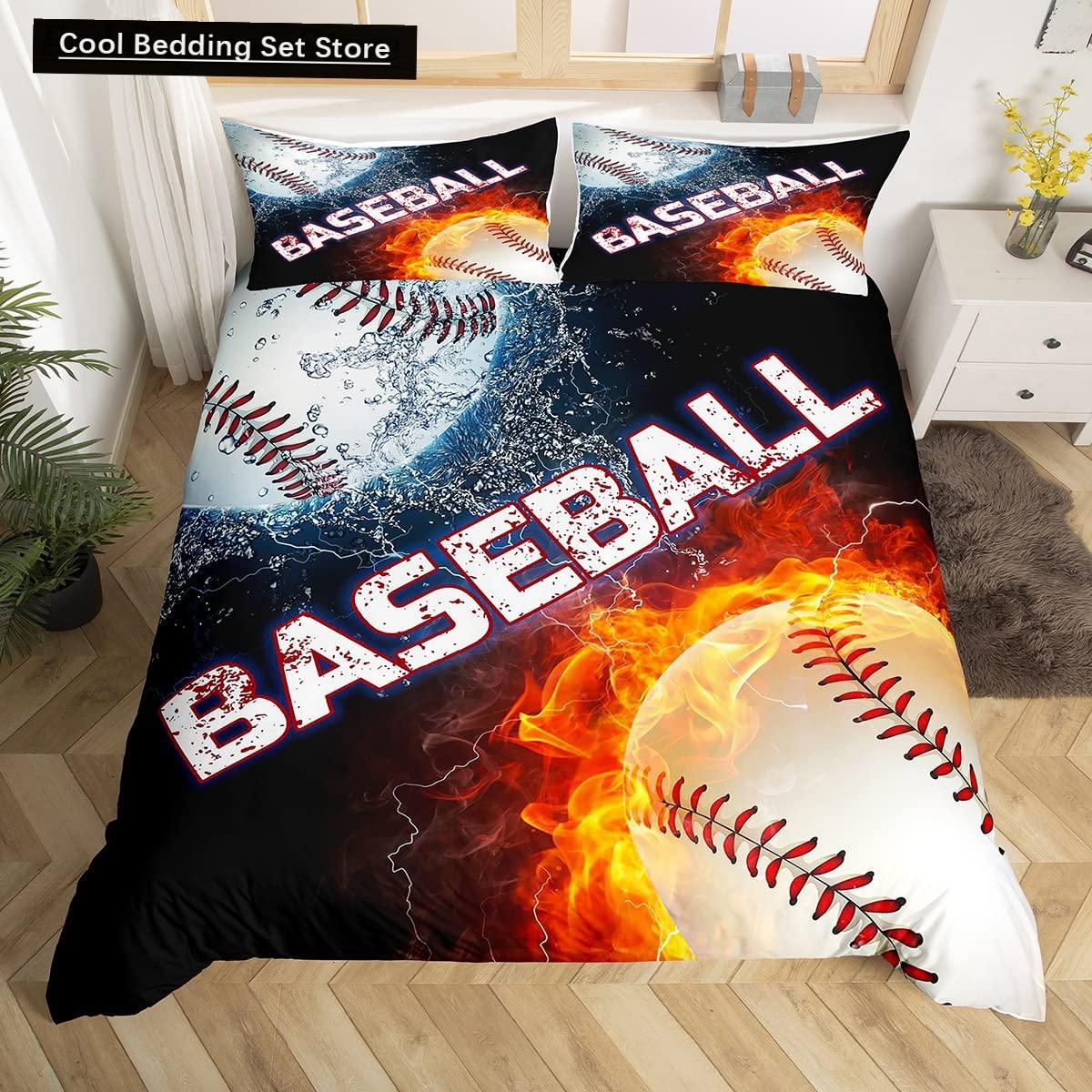 

Пододеяльник с изображением бейсбольной игры King Queen, комплект постельного белья с изображением мяча и спортивной тематики, пододеяльник для спортсмена, полиэстеровый чехол для одеяла EU single(135x200cm)