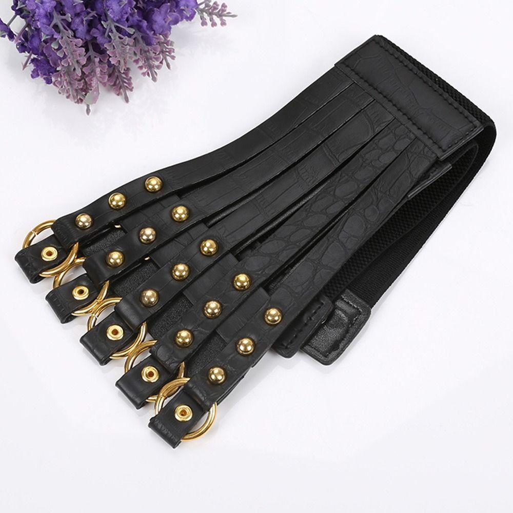 Rivet Decoration Wide Belts Hollow Out Design Corset Belt Fashion Decorative Belt Body Shaper