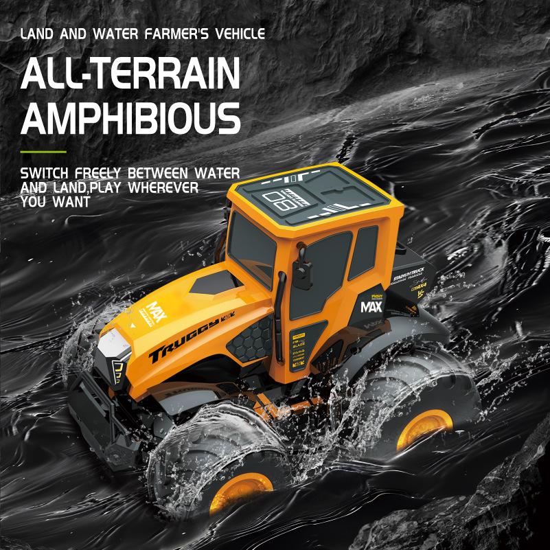 Non-Toxic Rc Amphibious Farming Truck 1/14 Car Tractor Trailer Waterproof Farm Cars Miniature Farmer Model Toy For Children Christmas Gift