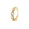 Creative And Stylish Copper Chain Ring With Infinite Opening Korean Version Shiny Rhinestone Embedded Gift For Her
