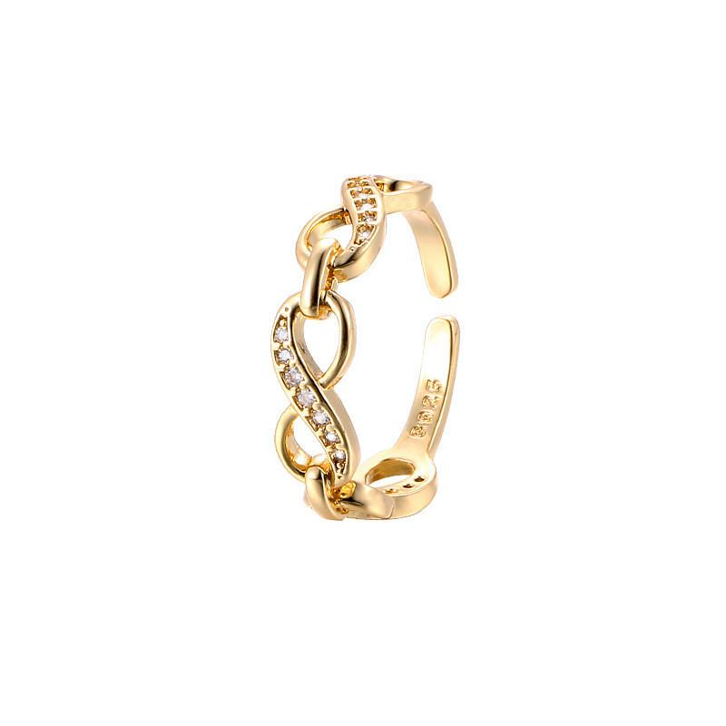 

Модное женское кольцо-цепочка с дизайном «Бесконечная любовь» Сияющие стразы Корейский стиль Лето 2023 StyleB