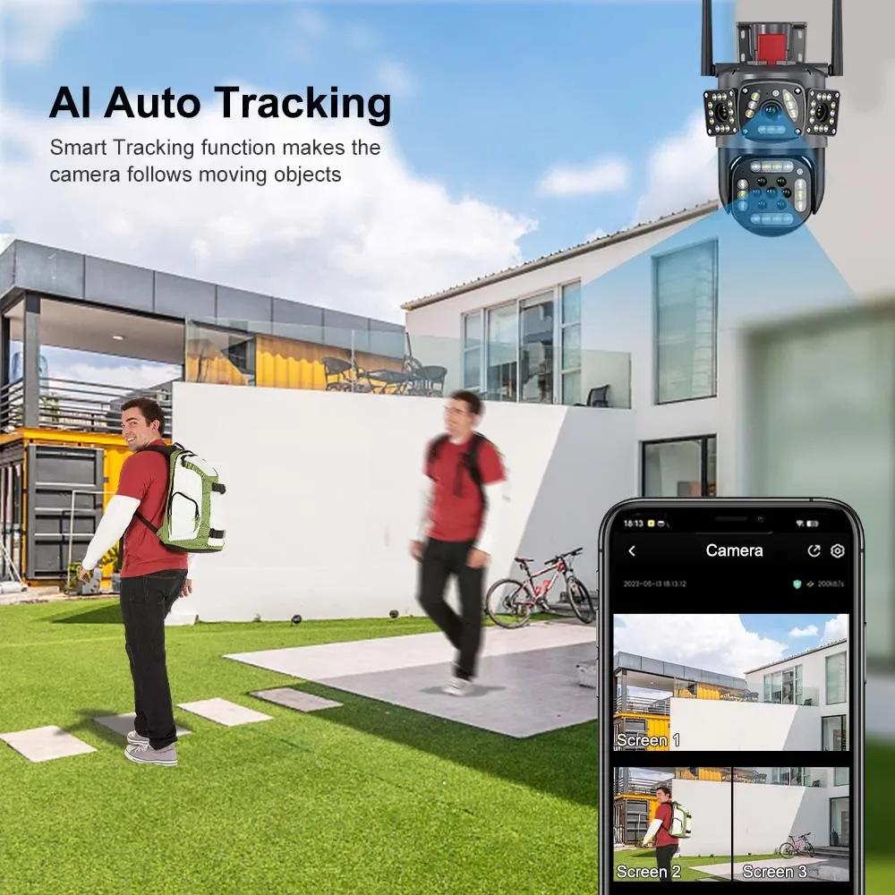 360° Dual-Lens Wireless Waterproof Outdoor Camera with Three-Screen Linkage