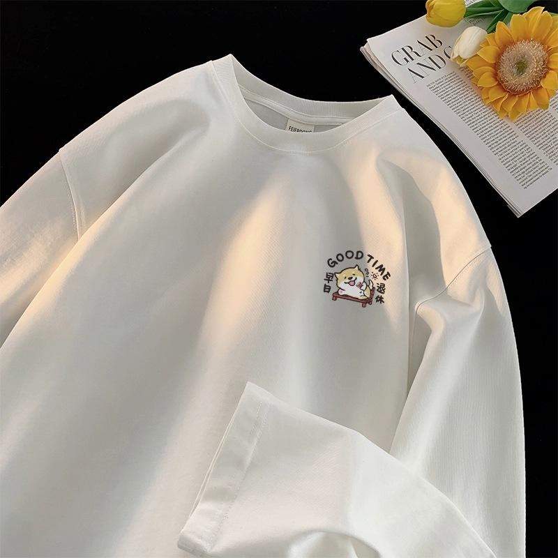 Long Sleeve T-shirt Men's Fashion Brand Autumn Ins Loose Cotton Base Shirt Trendy High Street Heavy Top Clothes