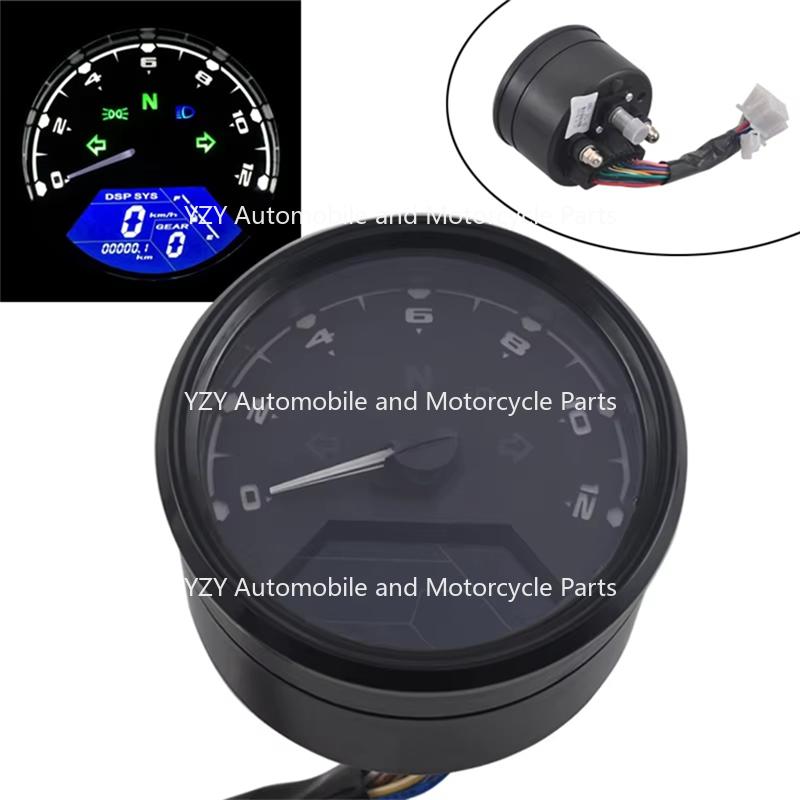 Motorcycle Universal LCD Digital Tachometer Speedometer Odometer Waterproof Gauge For Cafe Racer 2 - 4 Cylinders