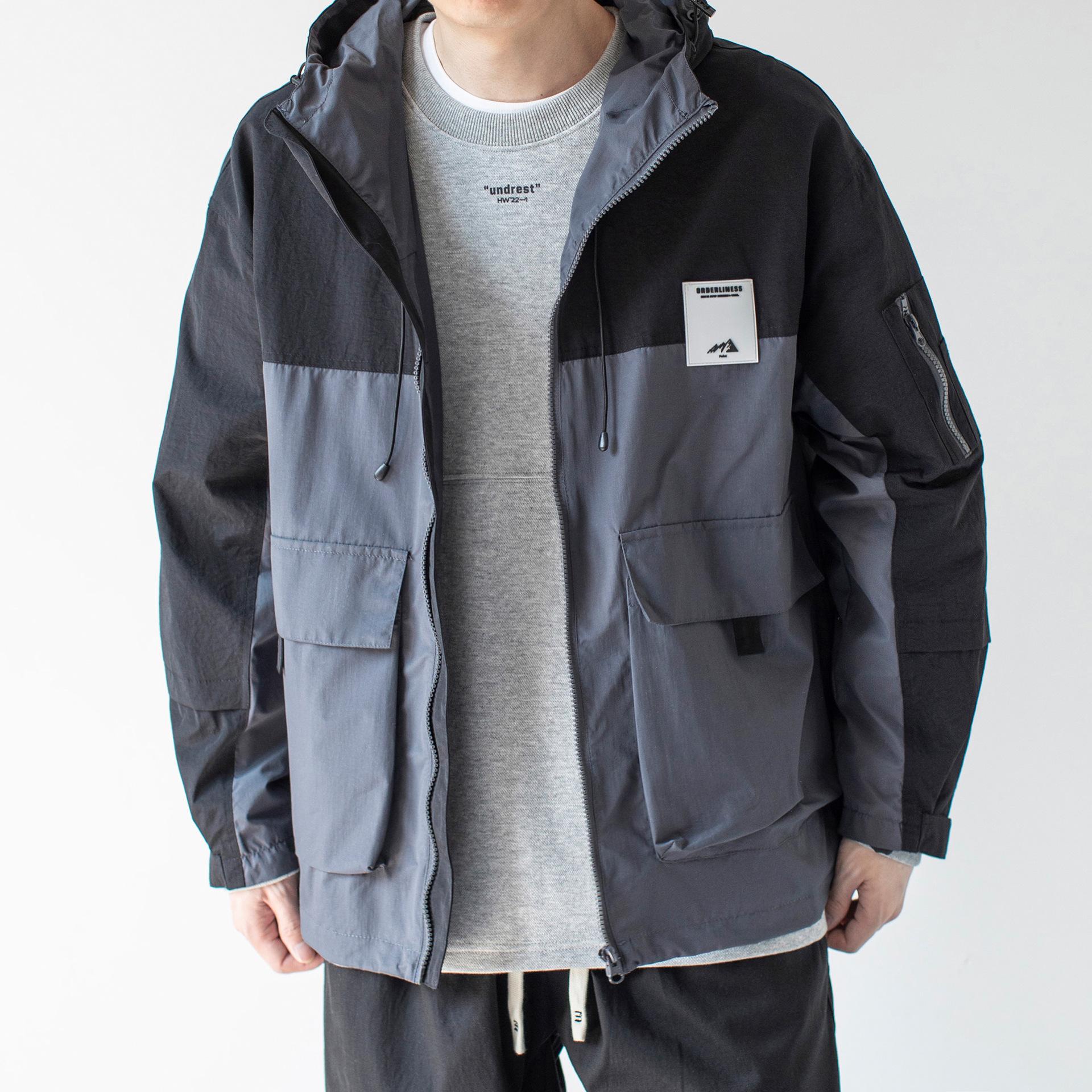 

Весна 2025 японская ретро уличная куртка с капюшоном в сочетании цветов мужская и женская молодежная свободная куртка в стиле милитари 3XL