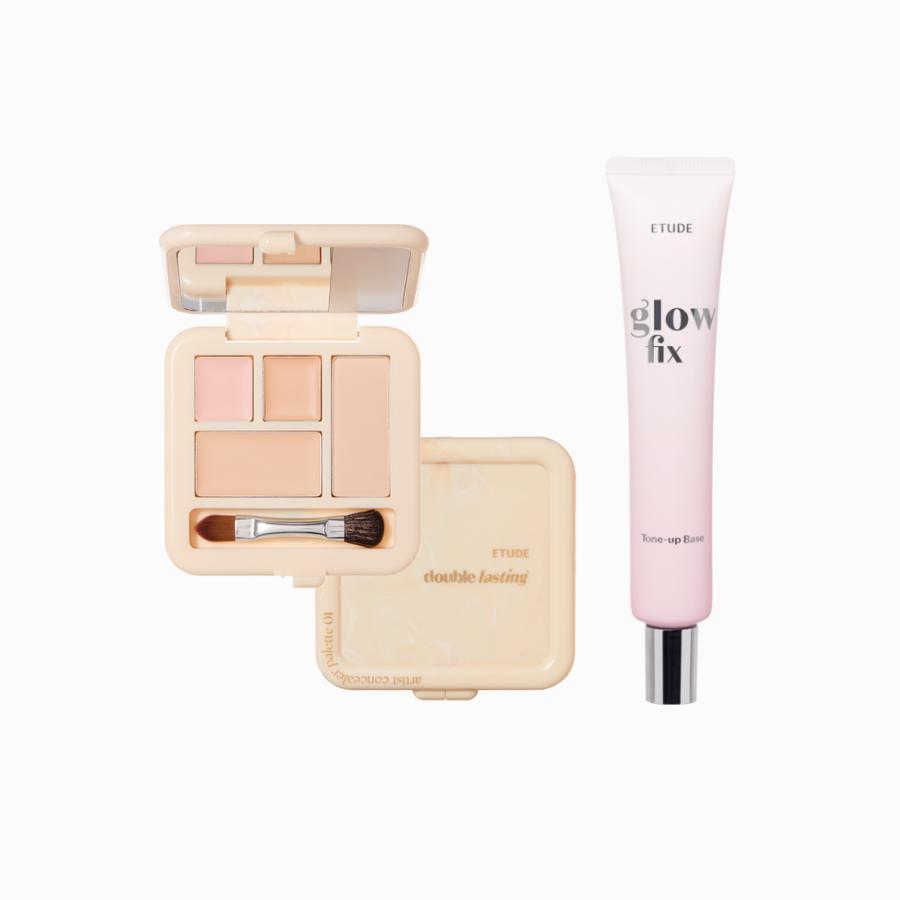 Etude Glow Fix Tone-up Base SPF 50+/PA++++ 30ml + Double Lasting Artist Concealer Palette 5.3g