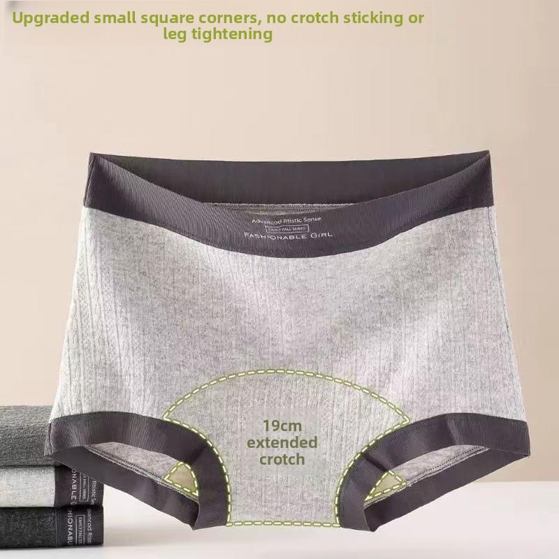 Large Size Women Spring and Autumn Antibacterial Extended Crotch Full Hip High Shot High Waist Flat Angle Briefs