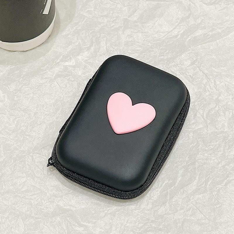 3D Love Heart Headphone Data Cable Storage Bags Charger Power Bank Rectangular Box Zipper Bag Pocket Pouch