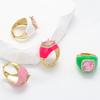 ZHUKOU Pink Zircon Opening Ring for women Romantic Big Stone Iced out Ring women princess rings Jewelry VJ414