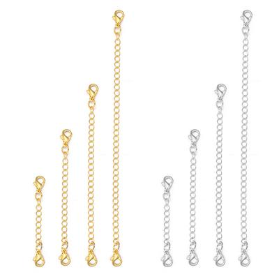8pcs Plated Copper Extension Chain Lobster Clasps Connectors Metal Extended Tail Chains For Jewelry Making DIY Bracelet Necklace