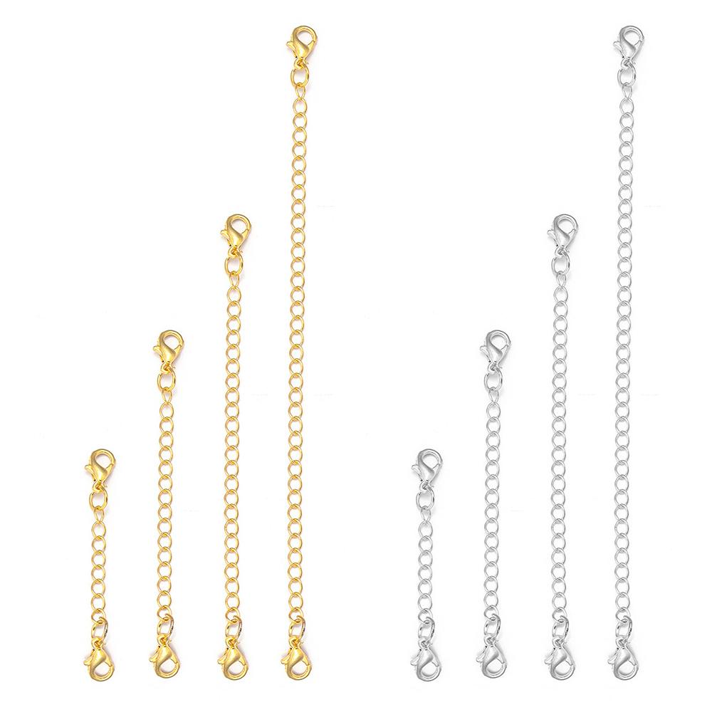 8pcs/Lot Plated Brass Extension Chain with Lobster Clasp for DIY Jewelry Making Bracelet Necklace Tail Extender Chains Supplies