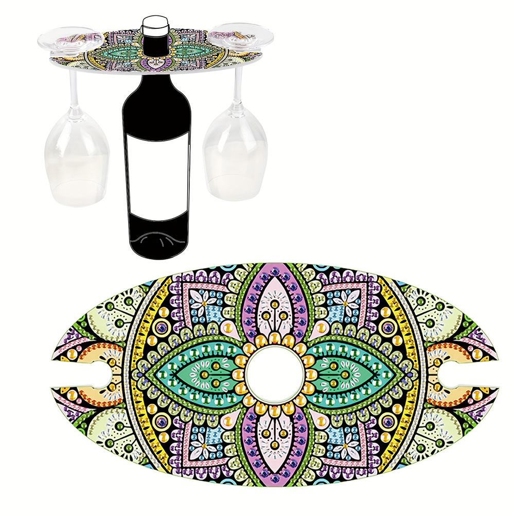 Wine Bottle Holder 5D DIY Diamond Art Wine Bottle Rack Acrylic Special Shaped Pattern Wine Glass Storage Holder for Table Decor