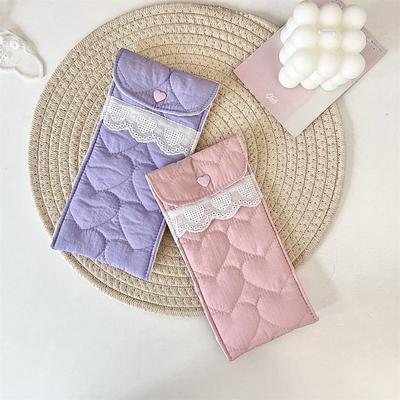Lace Heart Cotton Glasses Storage Bag Korean Style Cute Pencil Case Lovely Eyeglasses Case Travel