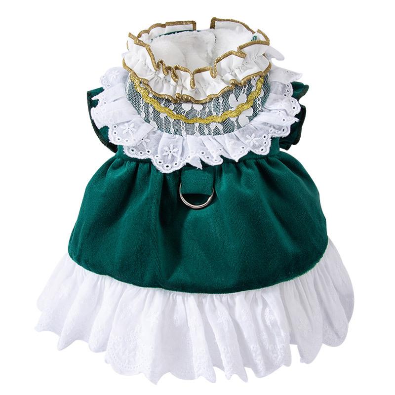 Cat Clothes Princess Style Autumn and Winter Ragdoll Cat Anti-hair Loss Velvet Lace Cotton-padded Clothes Skirt Pet Dog Clothing