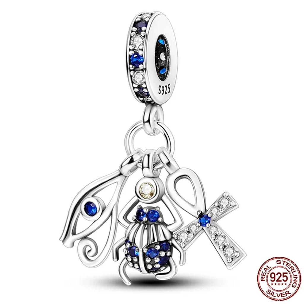 Copper Wings Sister Cross Pendant Charms Fit Original 4Mm Aperture Bracelet Charm Beads Necklace Diy Female Jewelry
