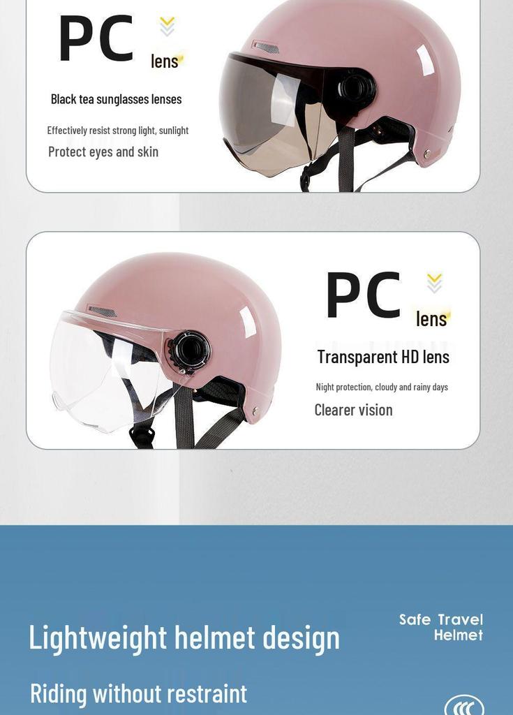 Certified Unisex Electric Vehicle Helmet, All-Season Battery Motorcycle Cap, Summer Half Helmet