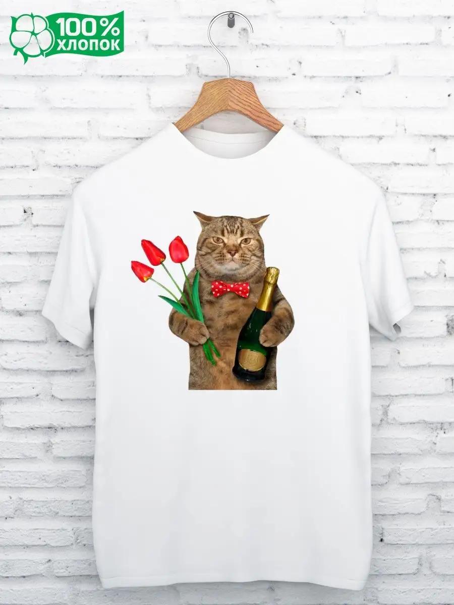 CHAMPAGNE CAT Print T-shirt M